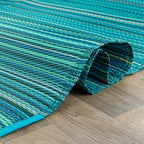 Contemporary Stripe Reversible Plastic Outdoor Rugs