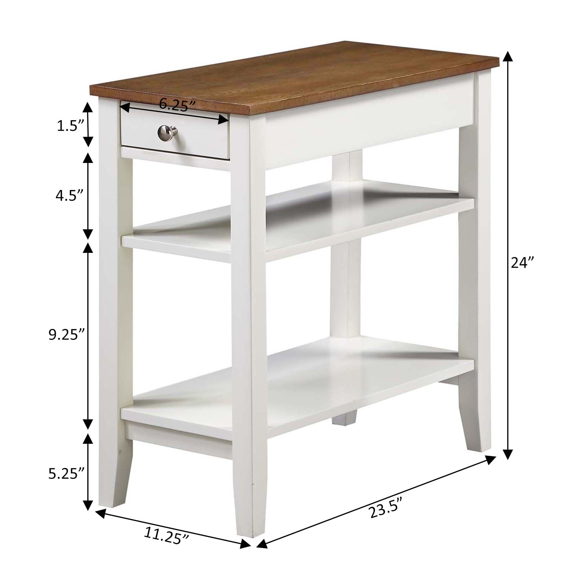 Convenience Concepts American Heritage 1 Drawer Chairside End Table with Shelves