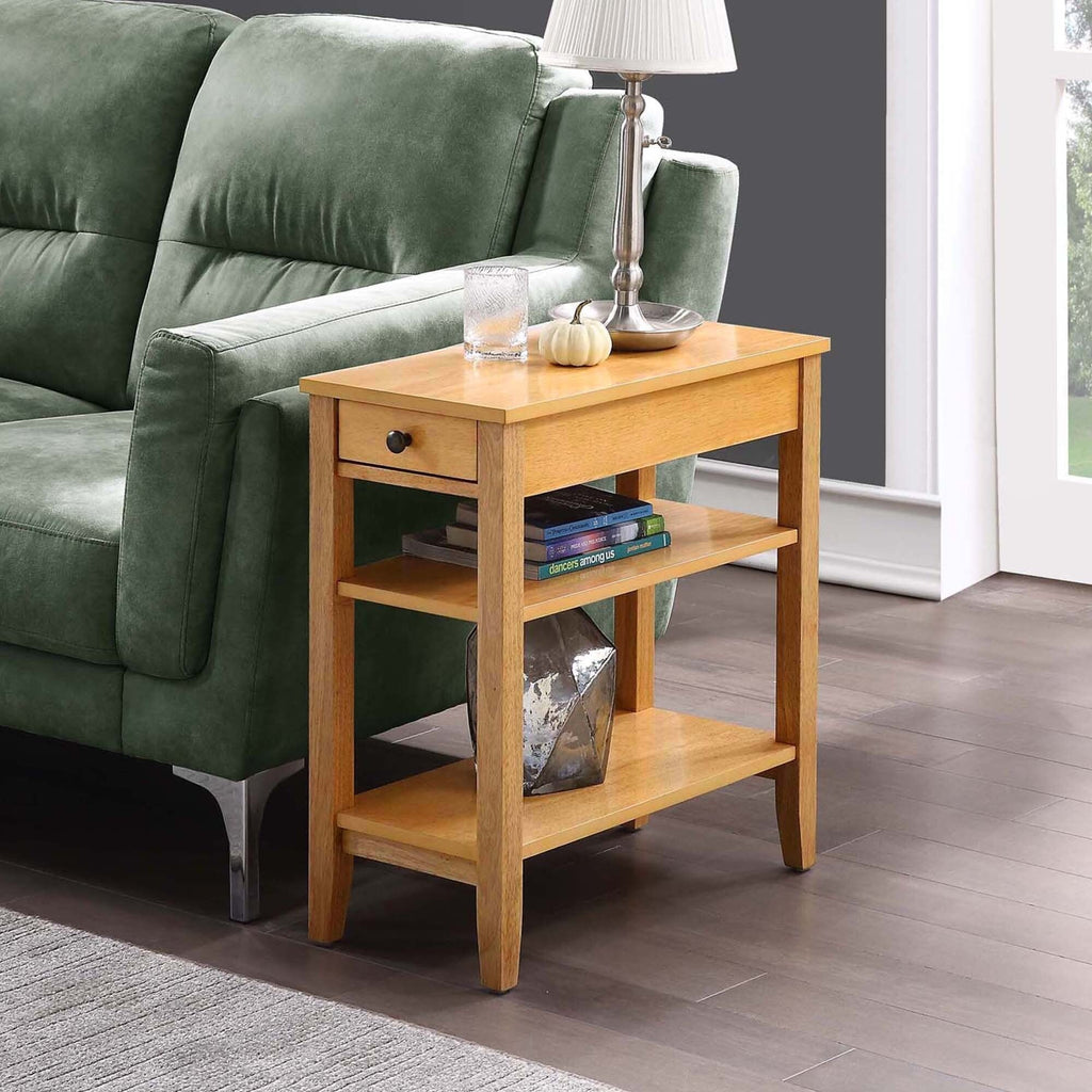 Convenience Concepts American Heritage 1 Drawer Chairside End Table with Shelves