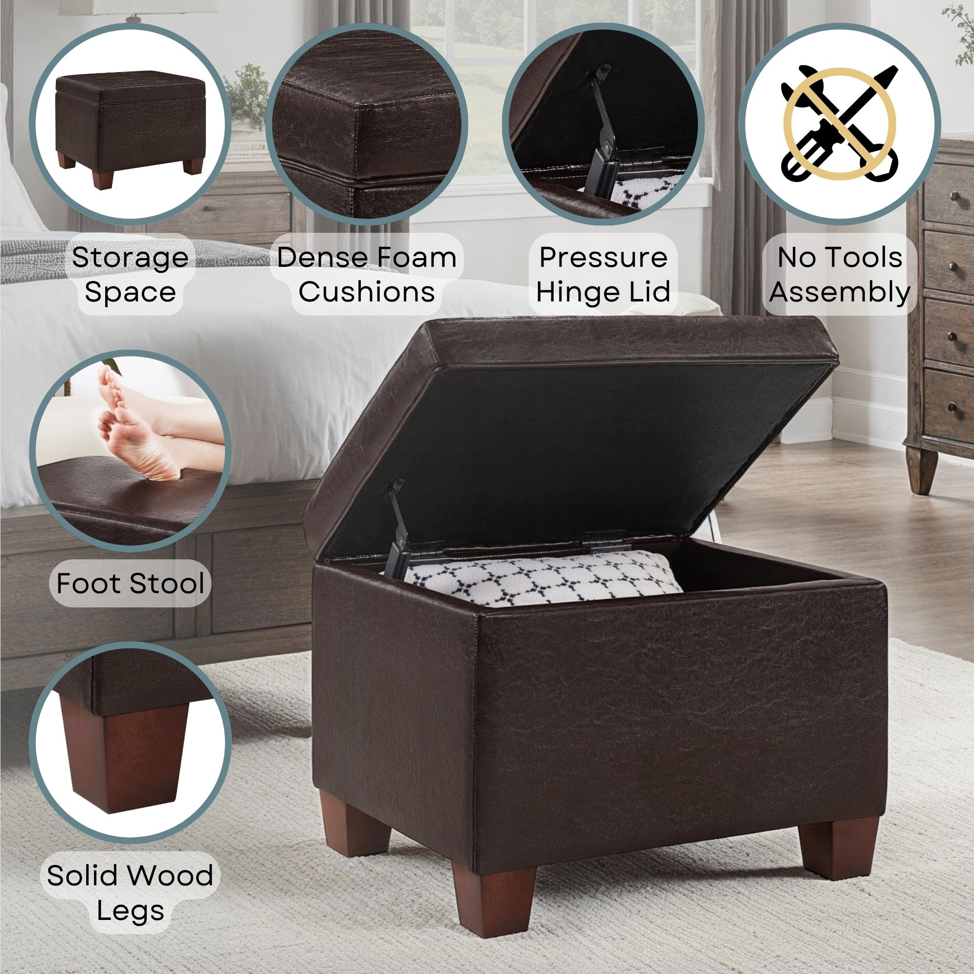 Convenience Concepts Madison Storage Ottoman