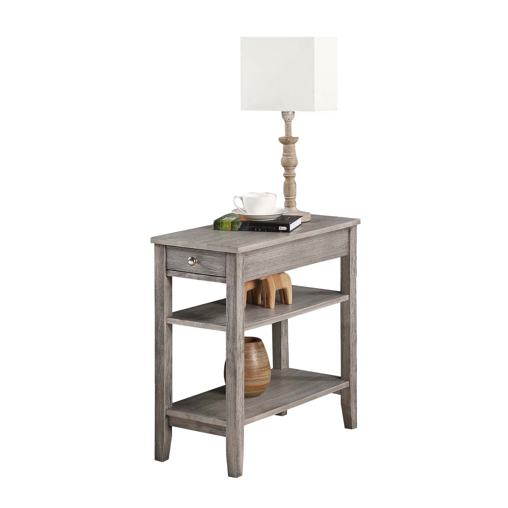 Convenience Concepts American Heritage 1 Drawer Chairside End Table with Shelves
