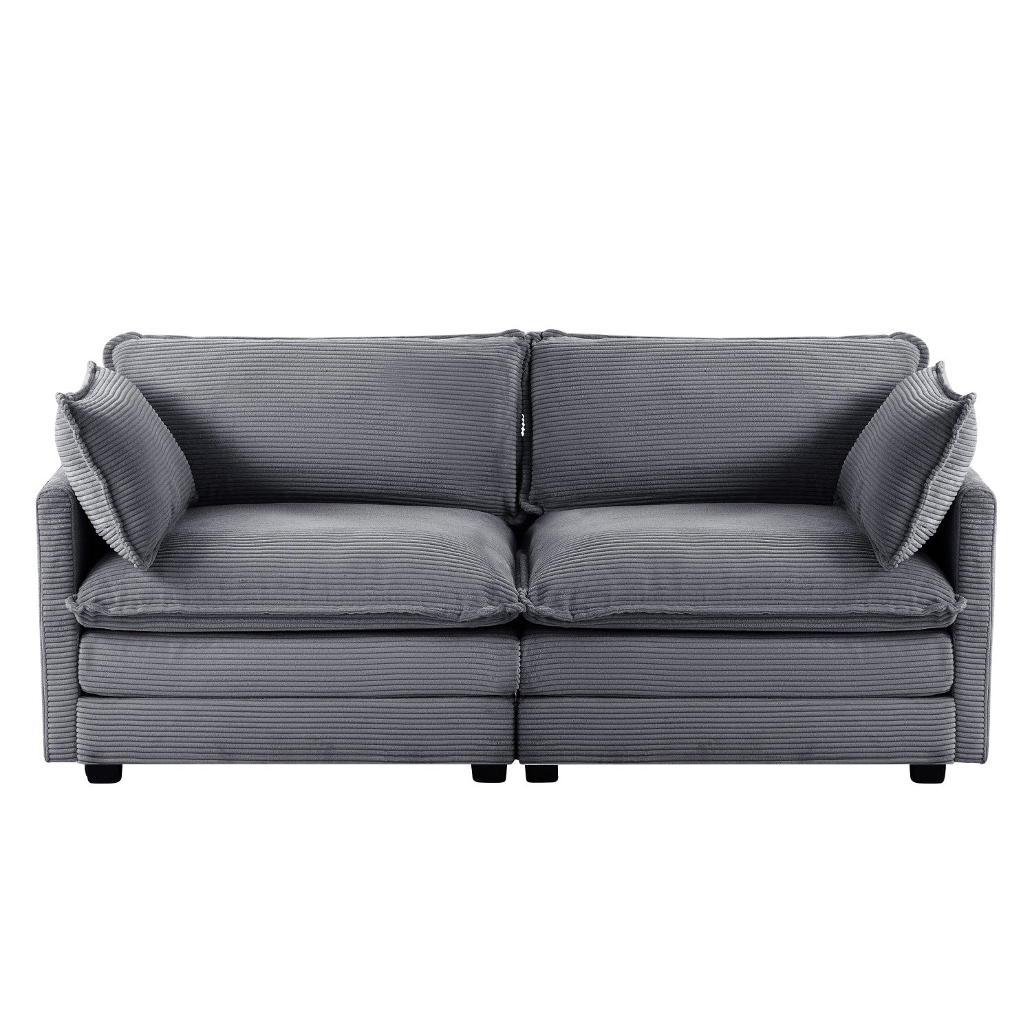 Corduroy Sectional Sofa with Removable Ottomans & Ultra-soft Cushions for Living Room & Bedroom