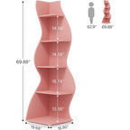 Corner Shelf Bookcase Bookshelf with Unique Shape for Living Room, Home Office