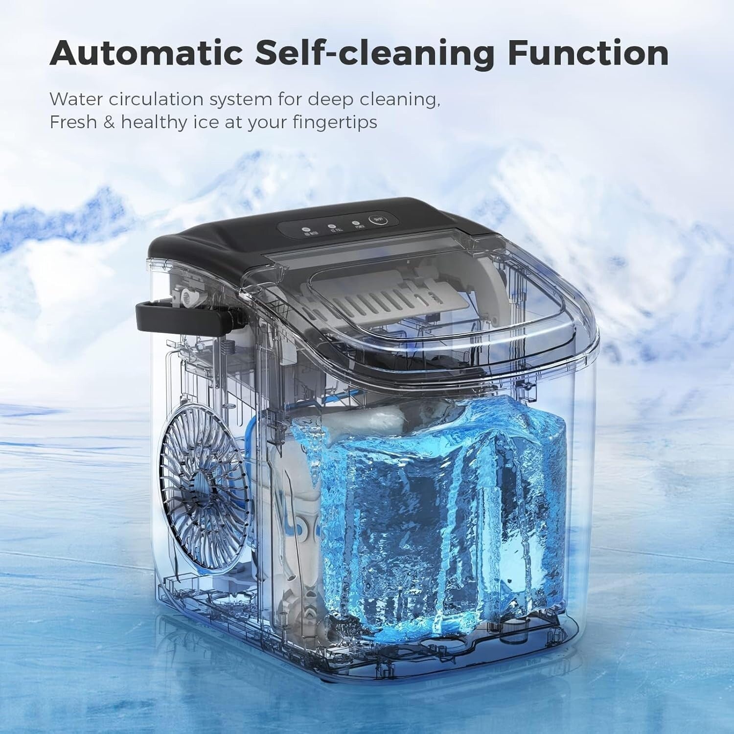 Countertop Portable Ice Maker with Self-cleaning ,9 Bullet Ice Cubes in 6 Mins, Comes with Ice Basket and Ice Scoop
