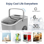 Countertop Portable Ice Maker with Self-cleaning ,9 Bullet Ice Cubes in 6 Mins, Comes with Ice Basket and Ice Scoop