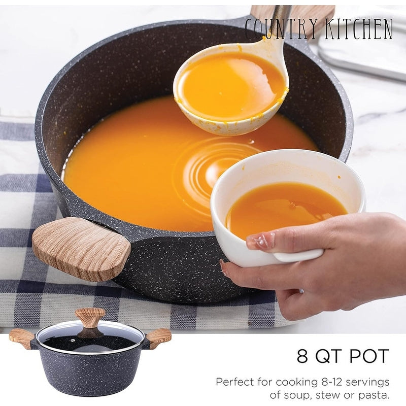 Country Kitchen Non-Stick Cast Aluminum Cookware Set - Durable Kitchen Cookware for Everyday Cooking, 6-11 Pc