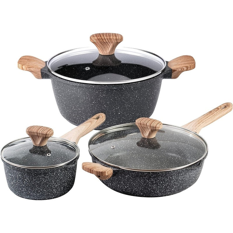 Country Kitchen Non-Stick Cast Aluminum Cookware Set - Durable Kitchen Cookware for Everyday Cooking, 6-11 Pc