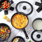 Country Kitchen RV Cookware- 13 Piece Aluminum Pots and Pans with Removable Handle Oven Safe