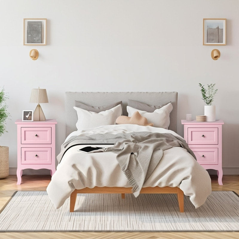Country Style Two-Drawer Nightstand- Set of 2