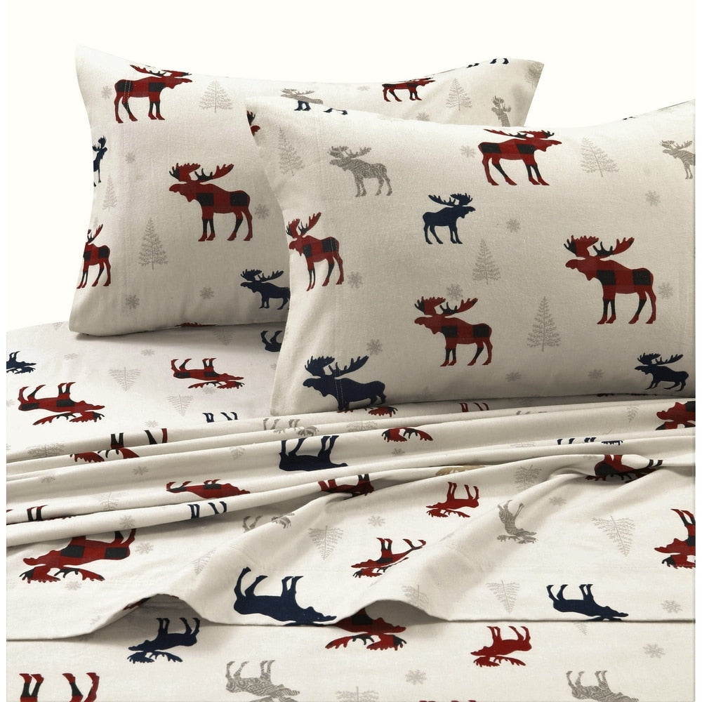 Cozy Flannel Novelty and Holiday Printed Extra Deep Pocket Sheet Set