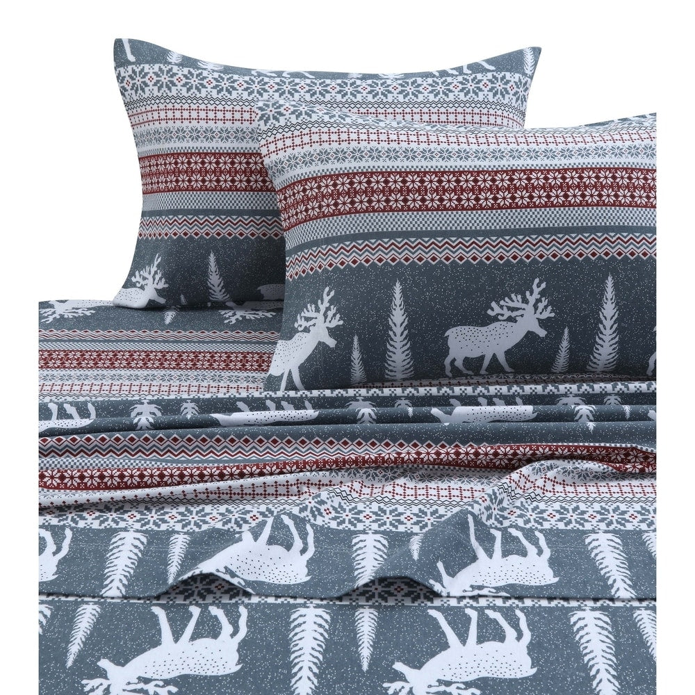 Cozy Flannel Novelty and Holiday Printed Extra Deep Pocket Sheet Set
