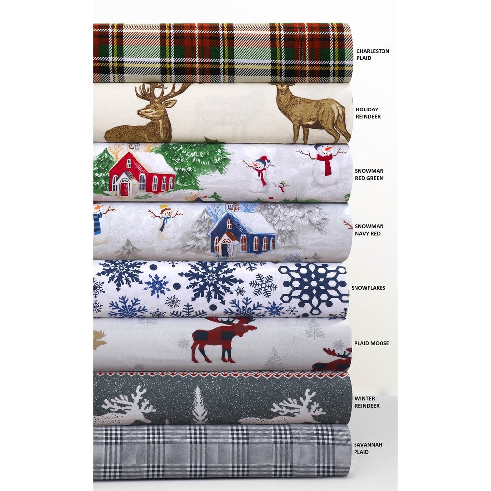 Cozy Flannel Novelty and Holiday Printed Extra Deep Pocket Sheet Set