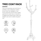 Tree-branch Rubberwood Freestanding Coat Rack with 8 Hooks - 24.5W x 70.87H
