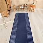Checkered Border Non-slip Contemporary 26-inch Wide Runner Rug