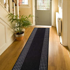 Checkered Border Non-slip Contemporary 26-inch Wide Runner Rug