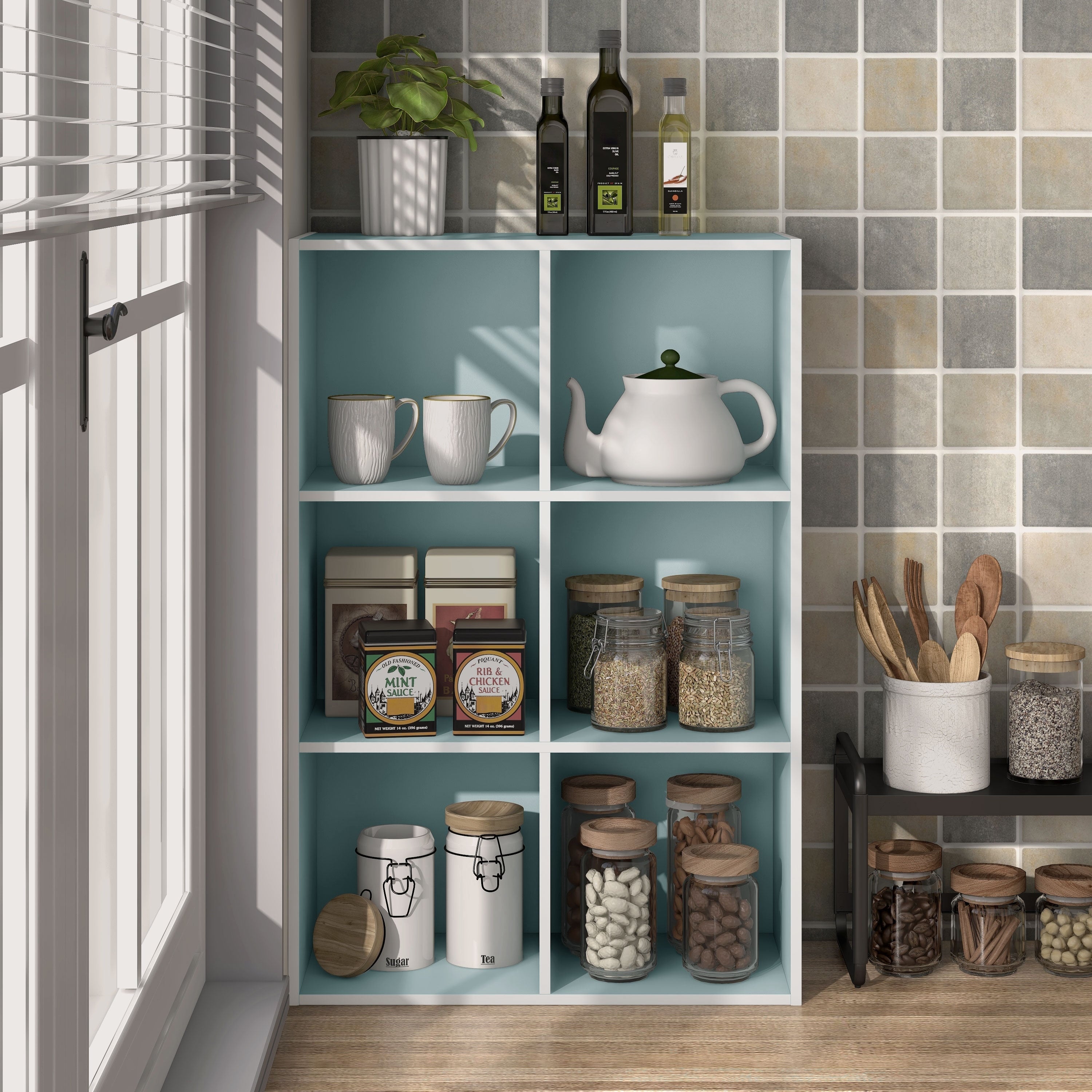 DH BASIC Modern Wood Customizable Stackable Storage Organizer - Cube Shelves, Drawer Cabinet, Bookcase with Doors by Denhour