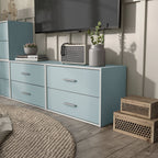 DH BASIC Modern Wood Customizable Stackable Storage Organizer - Cube Shelves, Drawer Cabinet, Bookcase with Doors by Denhour