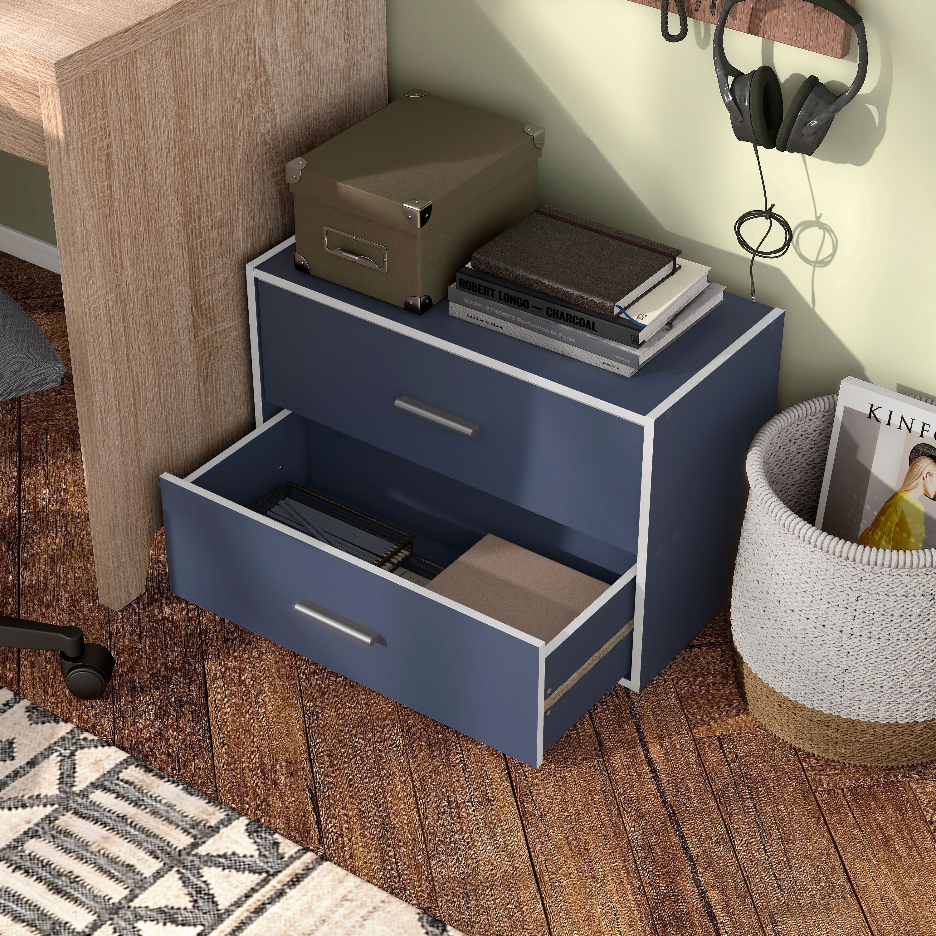 DH BASIC Modern Wood Customizable Stackable Storage Organizer - Cube Shelves, Drawer Cabinet, Bookcase with Doors by Denhour