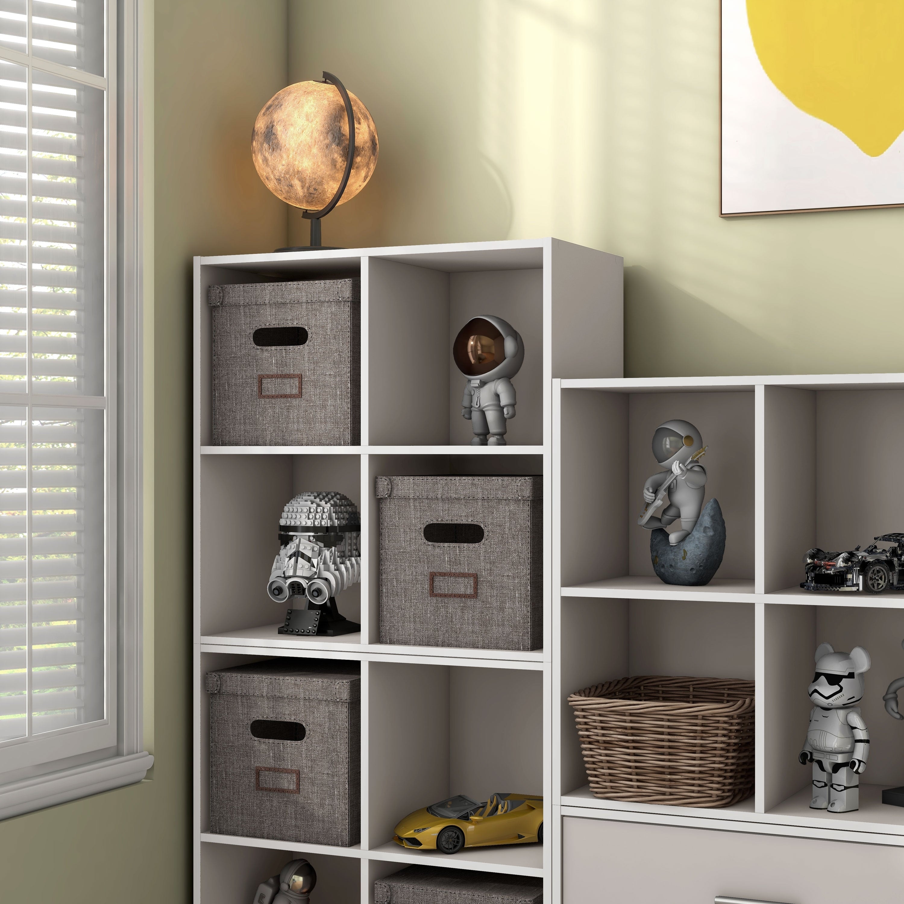 DH BASIC Modern Wood Customizable Stackable Storage Organizer - Cube Shelves, Drawer Cabinet, Bookcase with Doors by Denhour