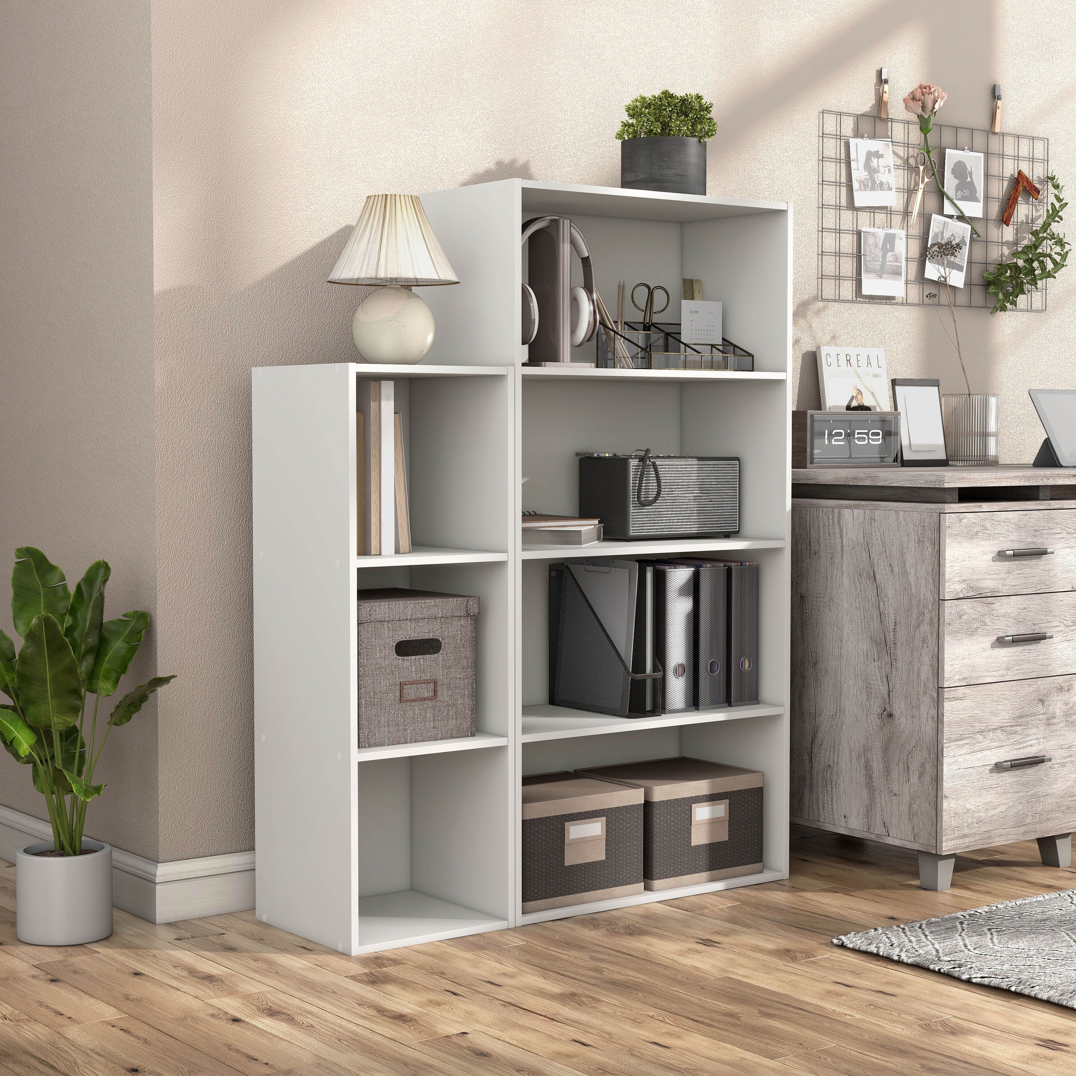 DH BASIC Modern Wood Customizable Stackable Storage Organizer - Cube Shelves, Drawer Cabinet, Bookcase with Doors by Denhour