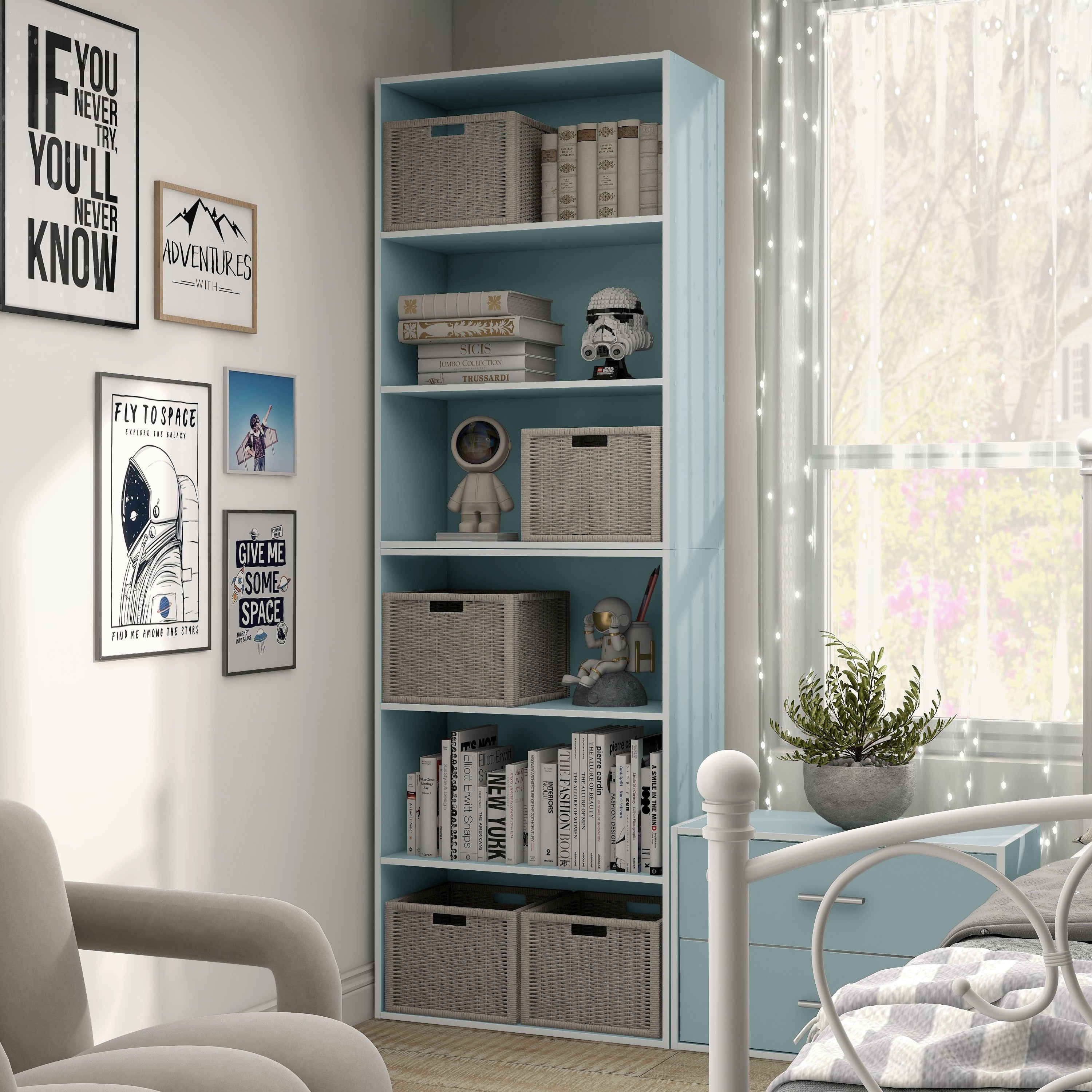 DH BASIC Modern Wood Customizable Stackable Storage Organizer - Cube Shelves, Drawer Cabinet, Bookcase with Doors by Denhour