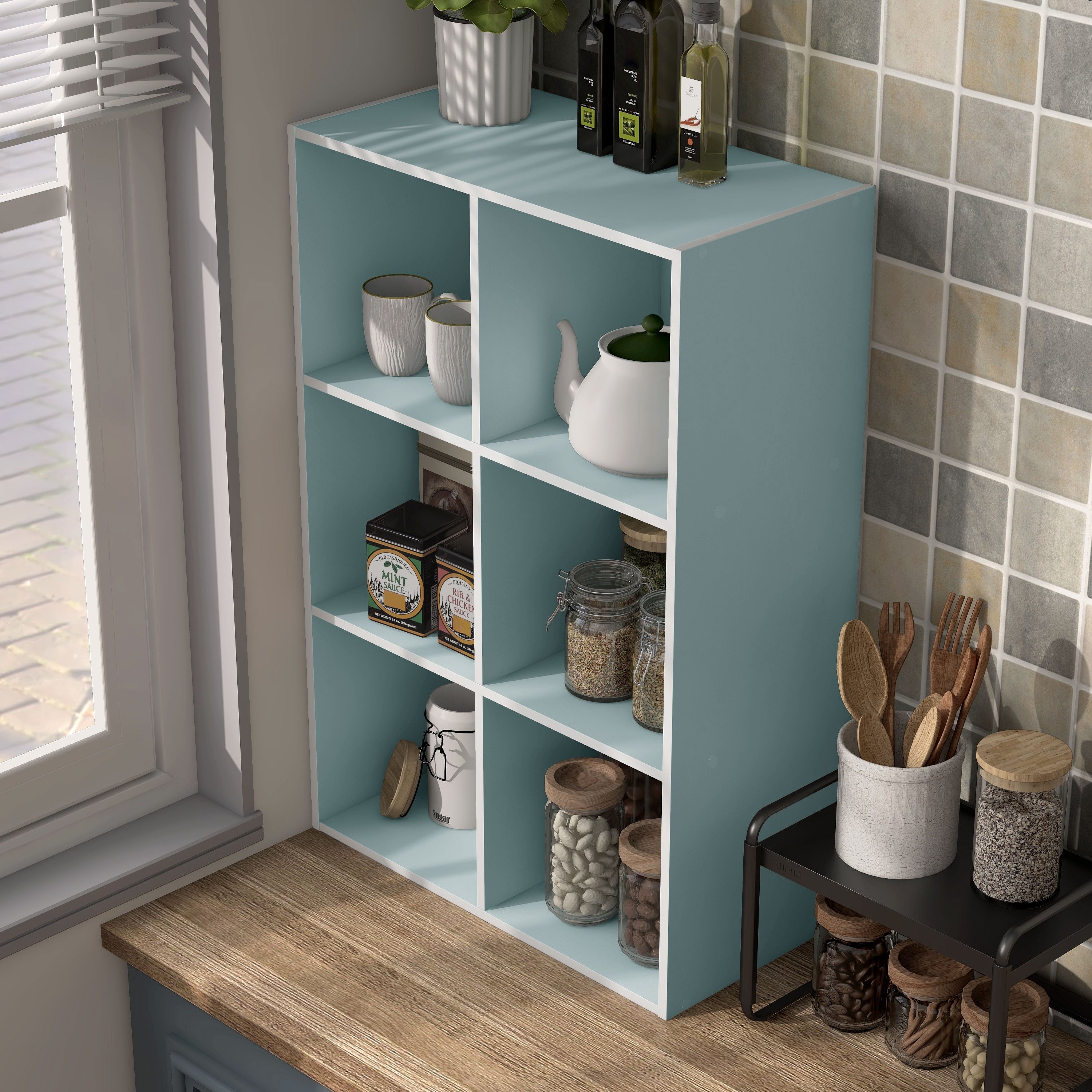 DH BASIC Modern Wood Customizable Stackable Storage Organizer - Cube Shelves, Drawer Cabinet, Bookcase with Doors by Denhour