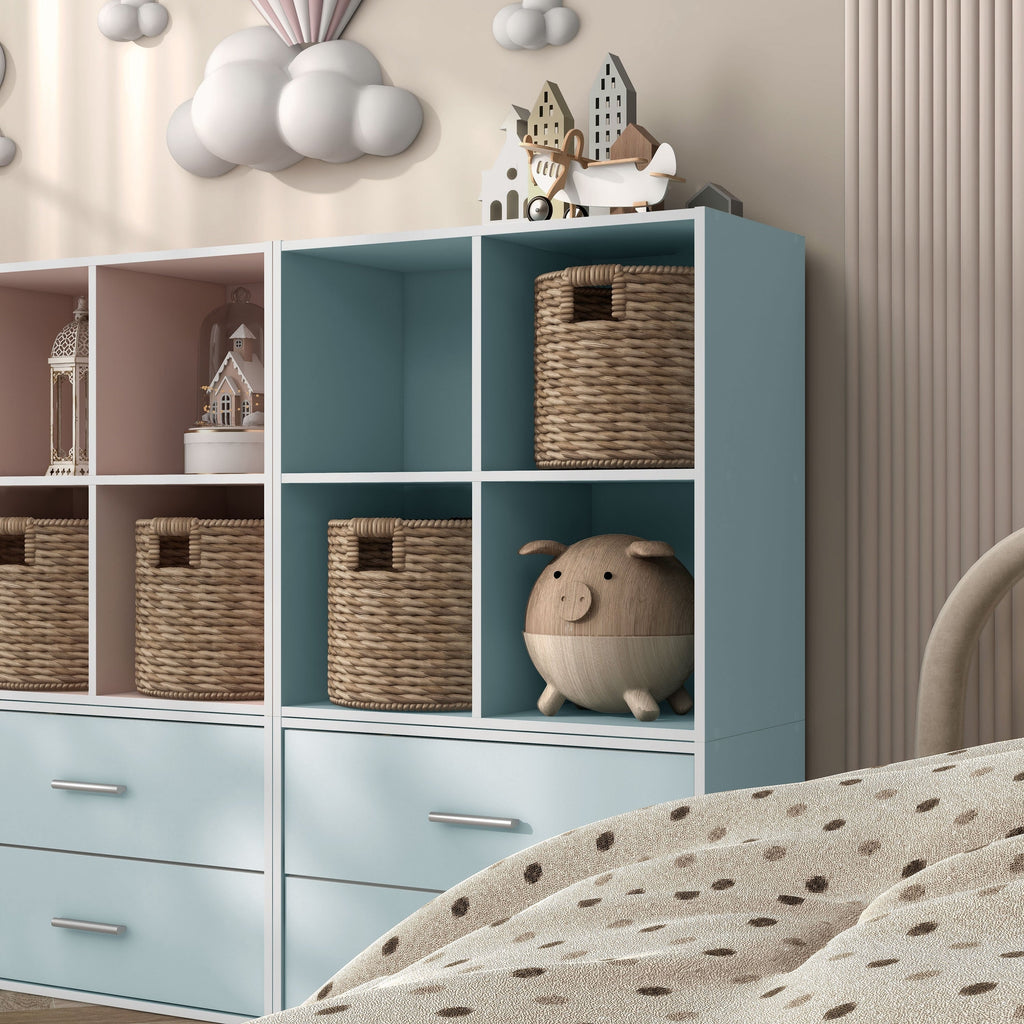 DH BASIC Modern Wood Customizable Stackable Storage Organizer - Cube Shelves, Drawer Cabinet, Bookcase with Doors by Denhour