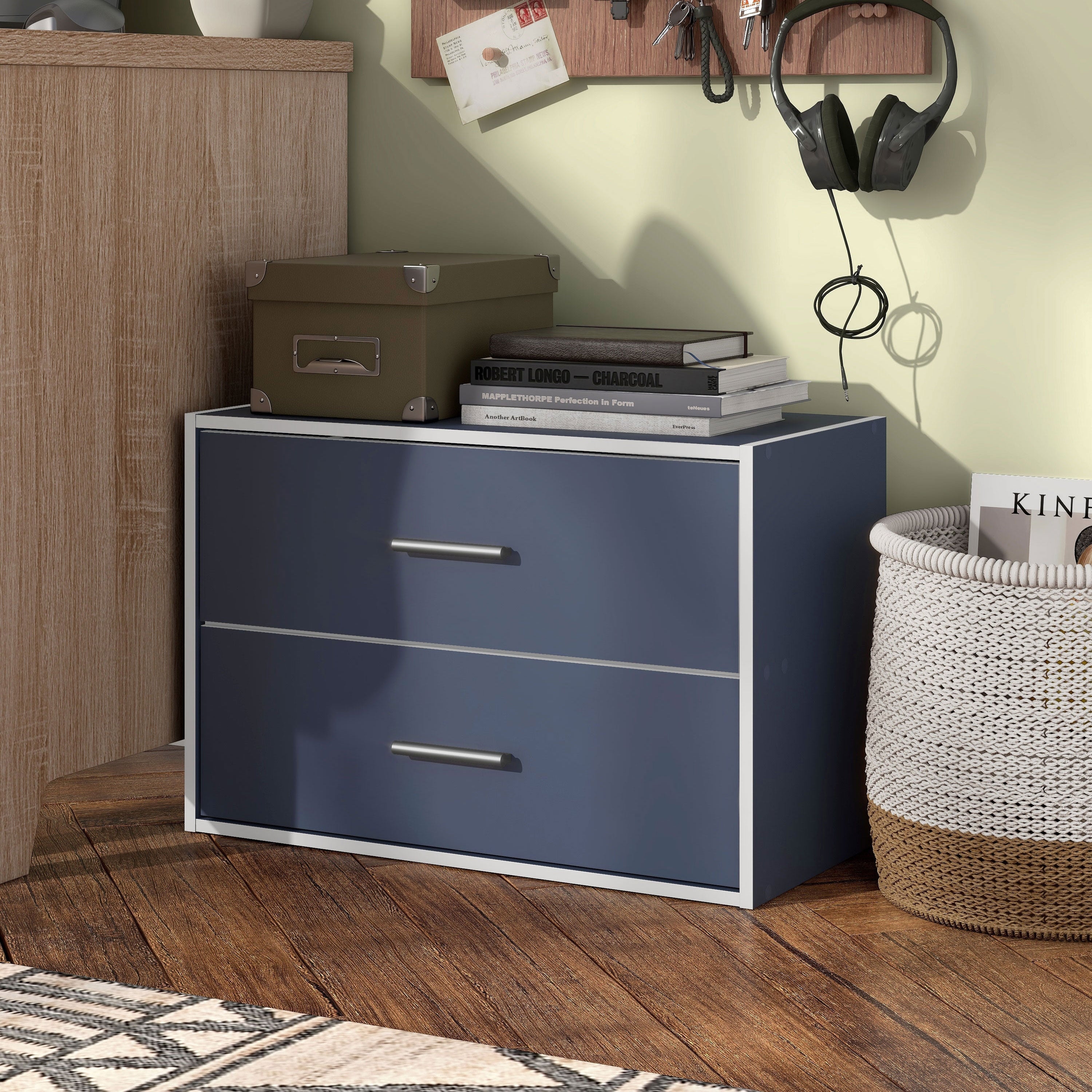 DH BASIC Modern Wood Customizable Stackable Storage Organizer - Cube Shelves, Drawer Cabinet, Bookcase with Doors by Denhour