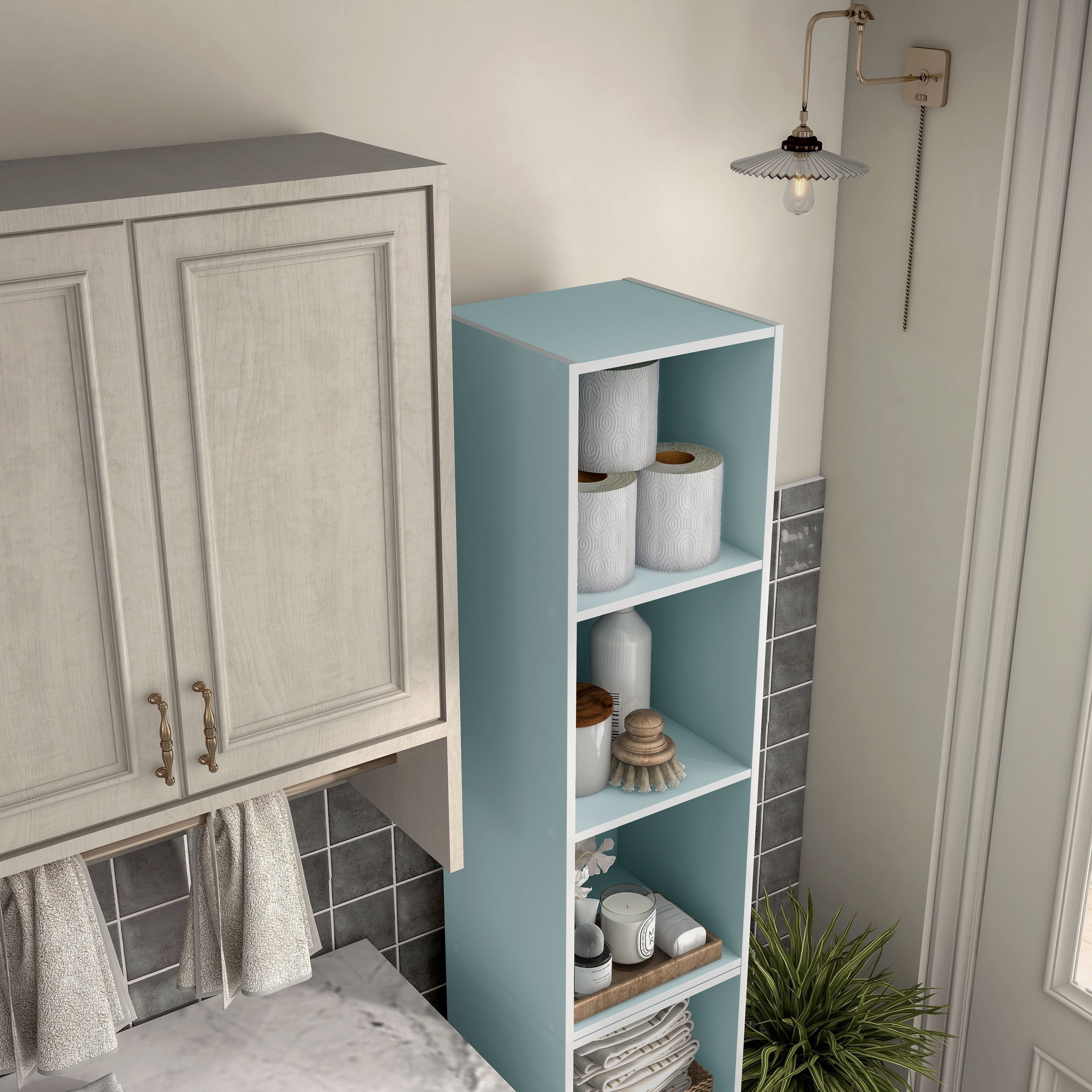 DH BASIC Modern Wood Customizable Stackable Storage Organizer - Cube Shelves, Drawer Cabinet, Bookcase with Doors by Denhour