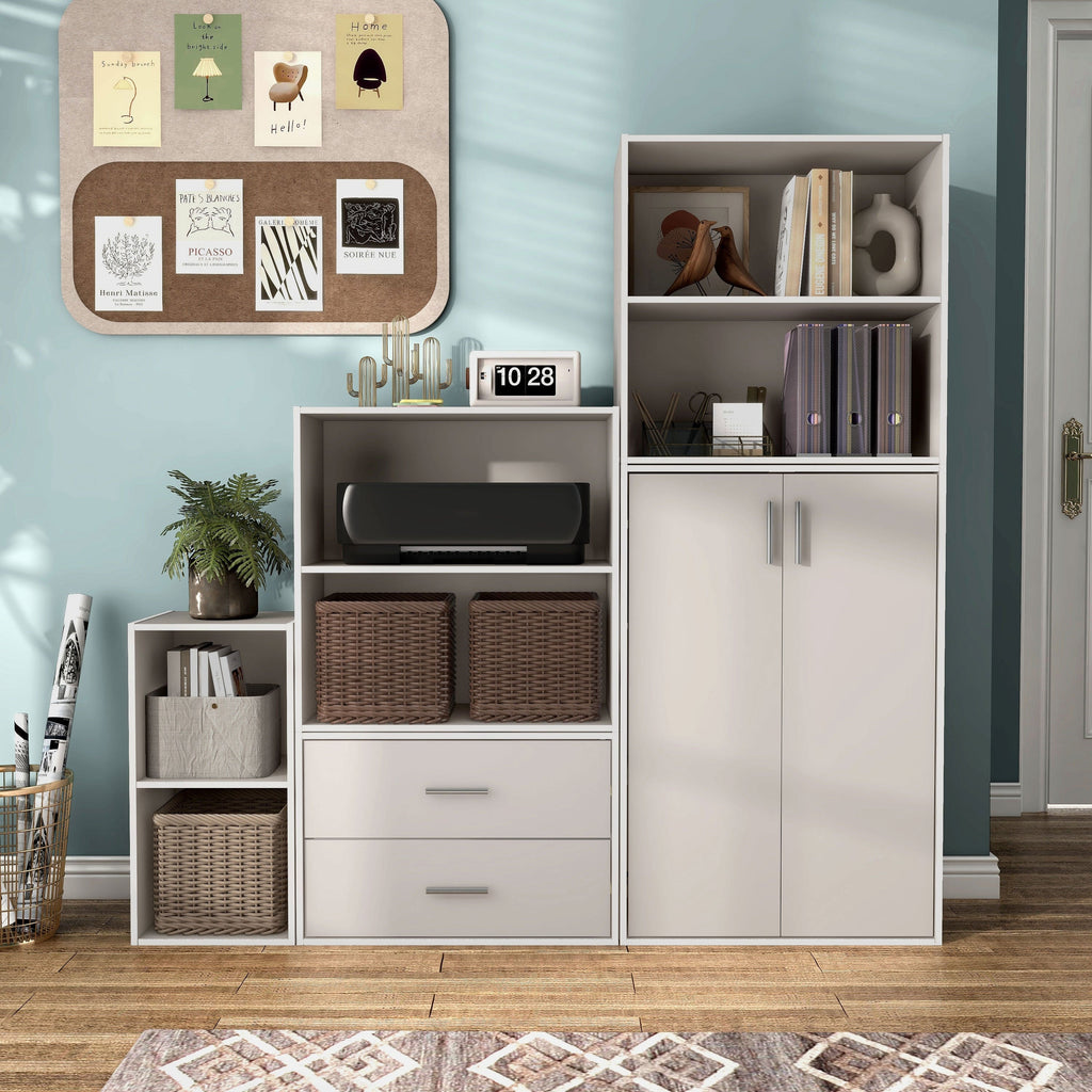 DH BASIC Modern Wood Customizable Stackable Storage Organizer - Cube Shelves, Drawer Cabinet, Bookcase with Doors by Denhour