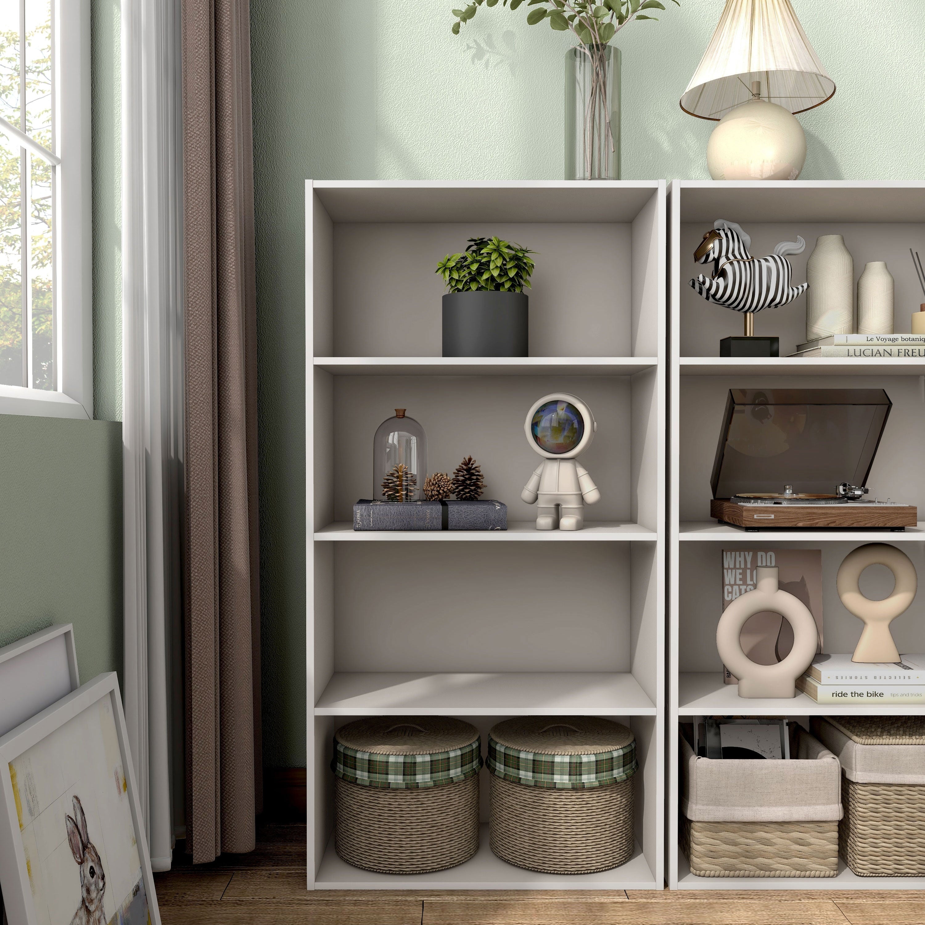 DH BASIC Modern Wood Customizable Stackable Storage Organizer - Cube Shelves, Drawer Cabinet, Bookcase with Doors by Denhour