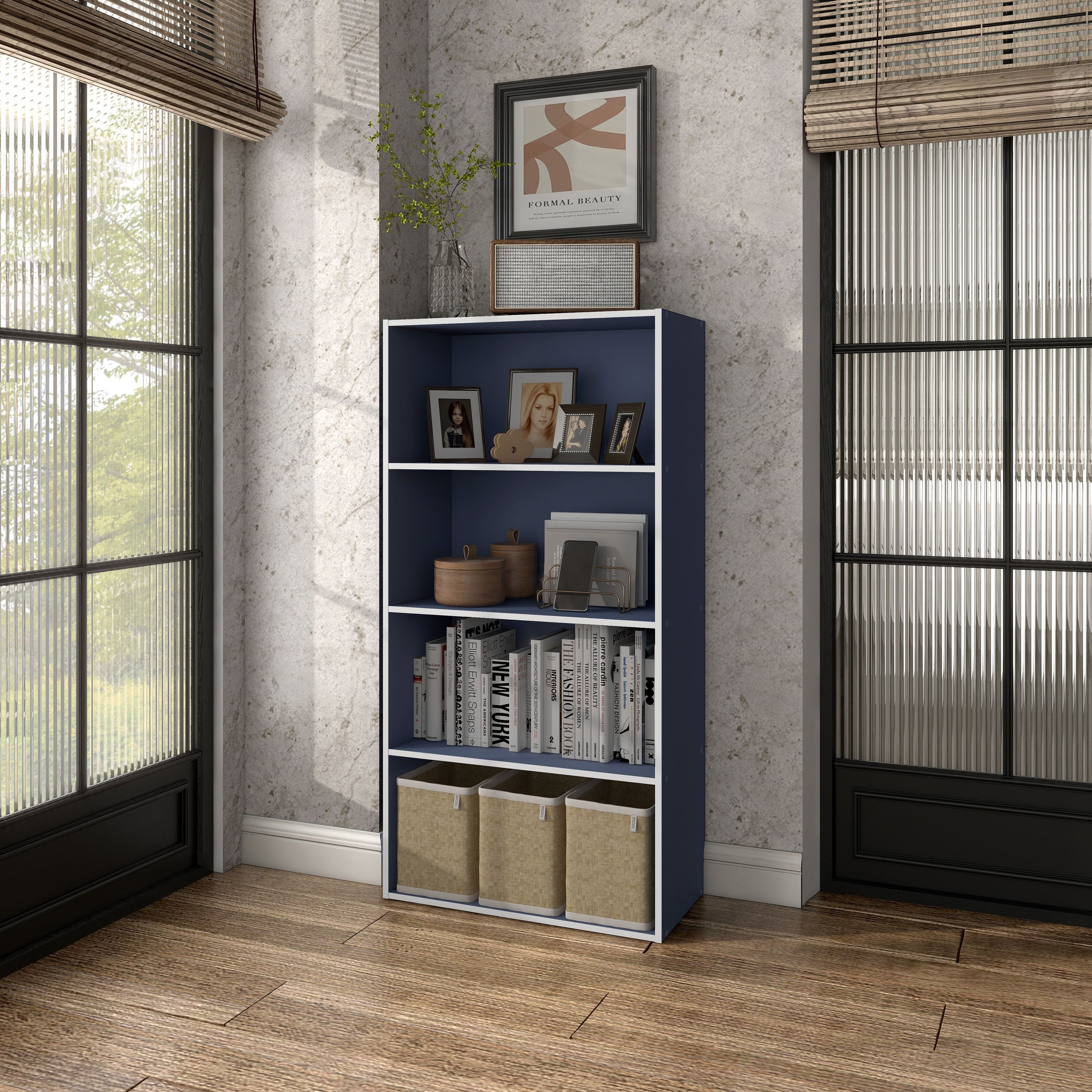 DH BASIC Modern Wood Customizable Stackable Storage Organizer - Cube Shelves, Drawer Cabinet, Bookcase with Doors by Denhour