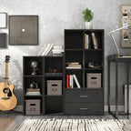DH BASIC Modern Wood Customizable Stackable Storage Organizer - Cube Shelves, Drawer Cabinet, Bookcase with Doors by Denhour