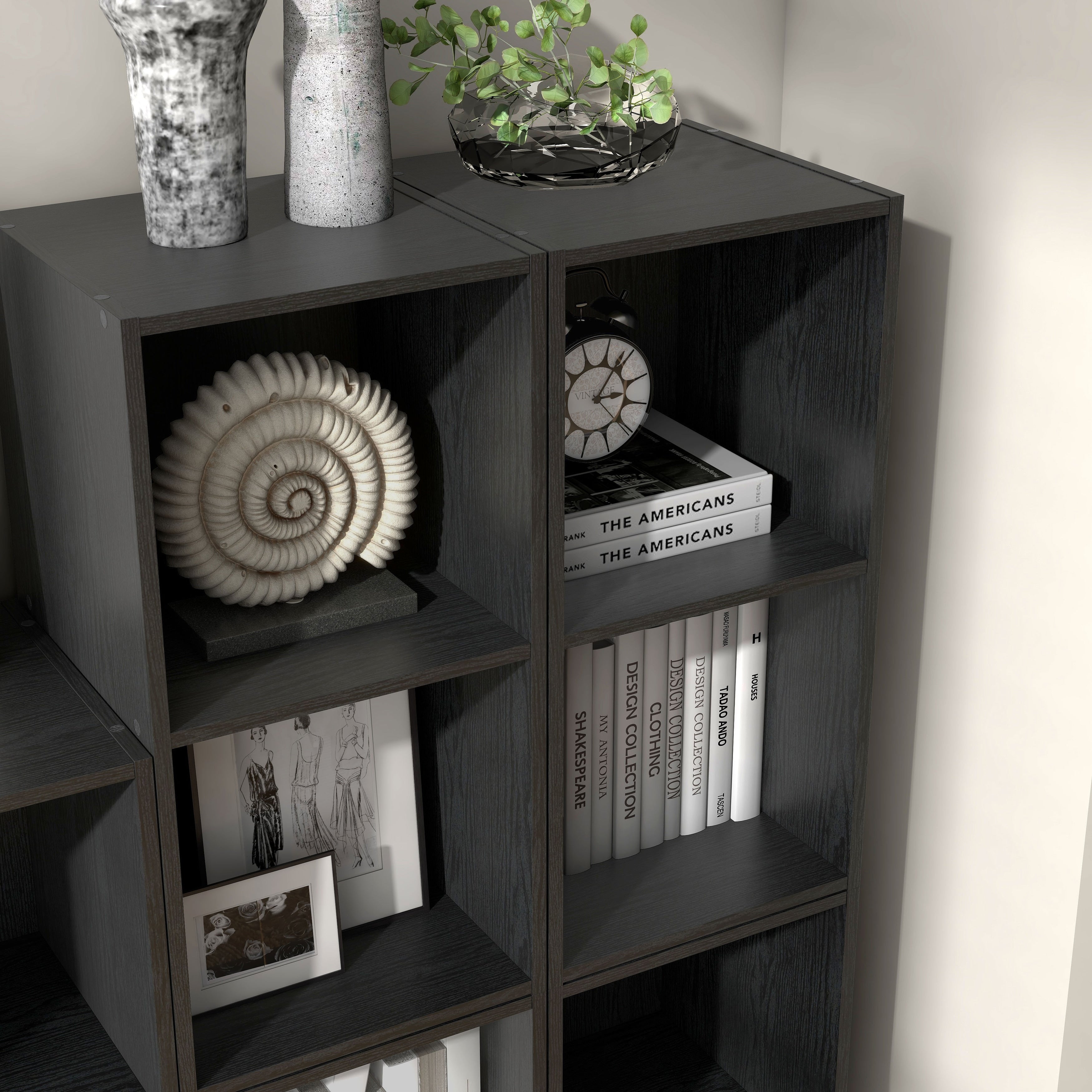 DH BASIC Modern Wood Customizable Stackable Storage Organizer - Cube Shelves, Drawer Cabinet, Bookcase with Doors by Denhour