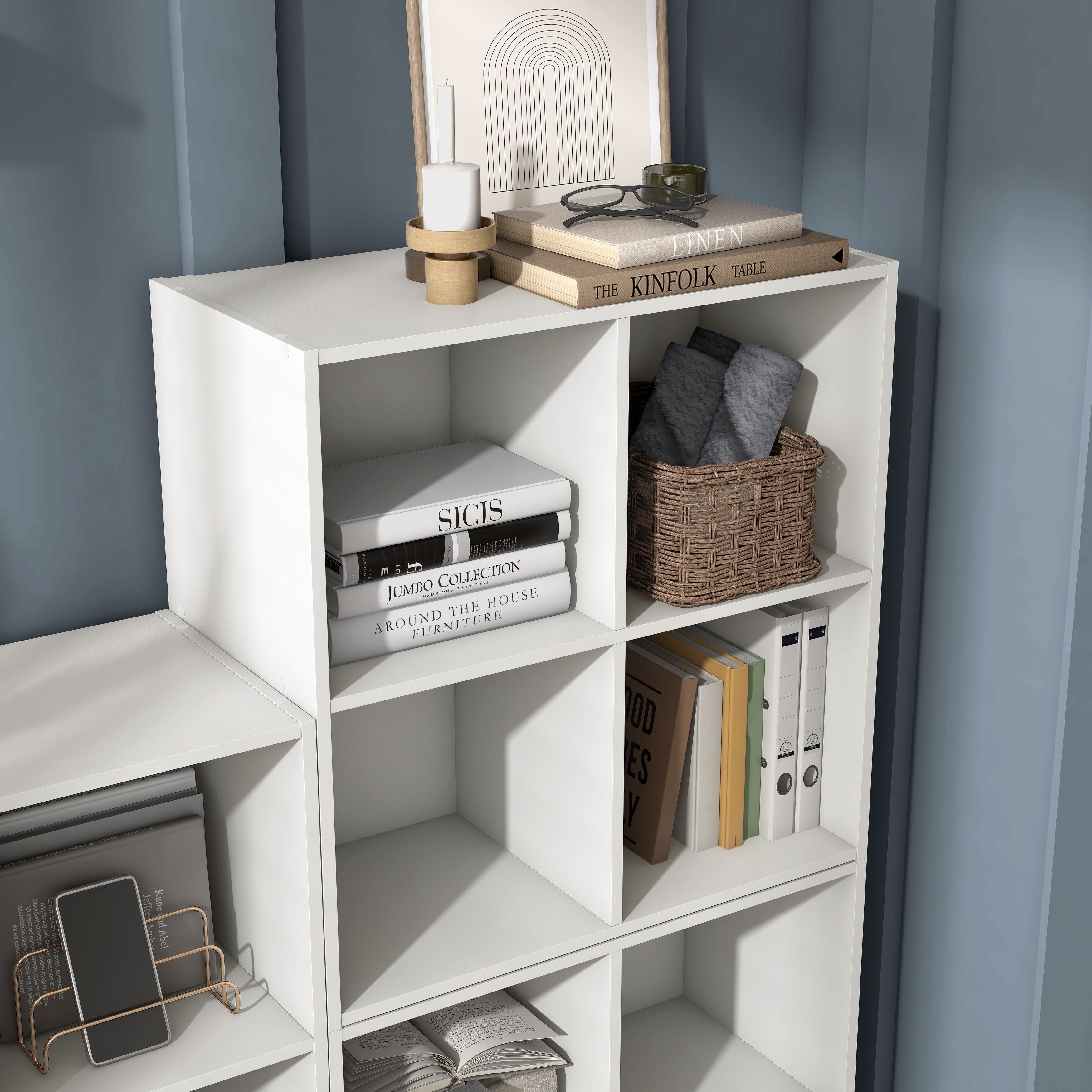 DH BASIC Modern Wood Customizable Stackable Storage Organizer - Cube Shelves, Drawer Cabinet, Bookcase with Doors by Denhour