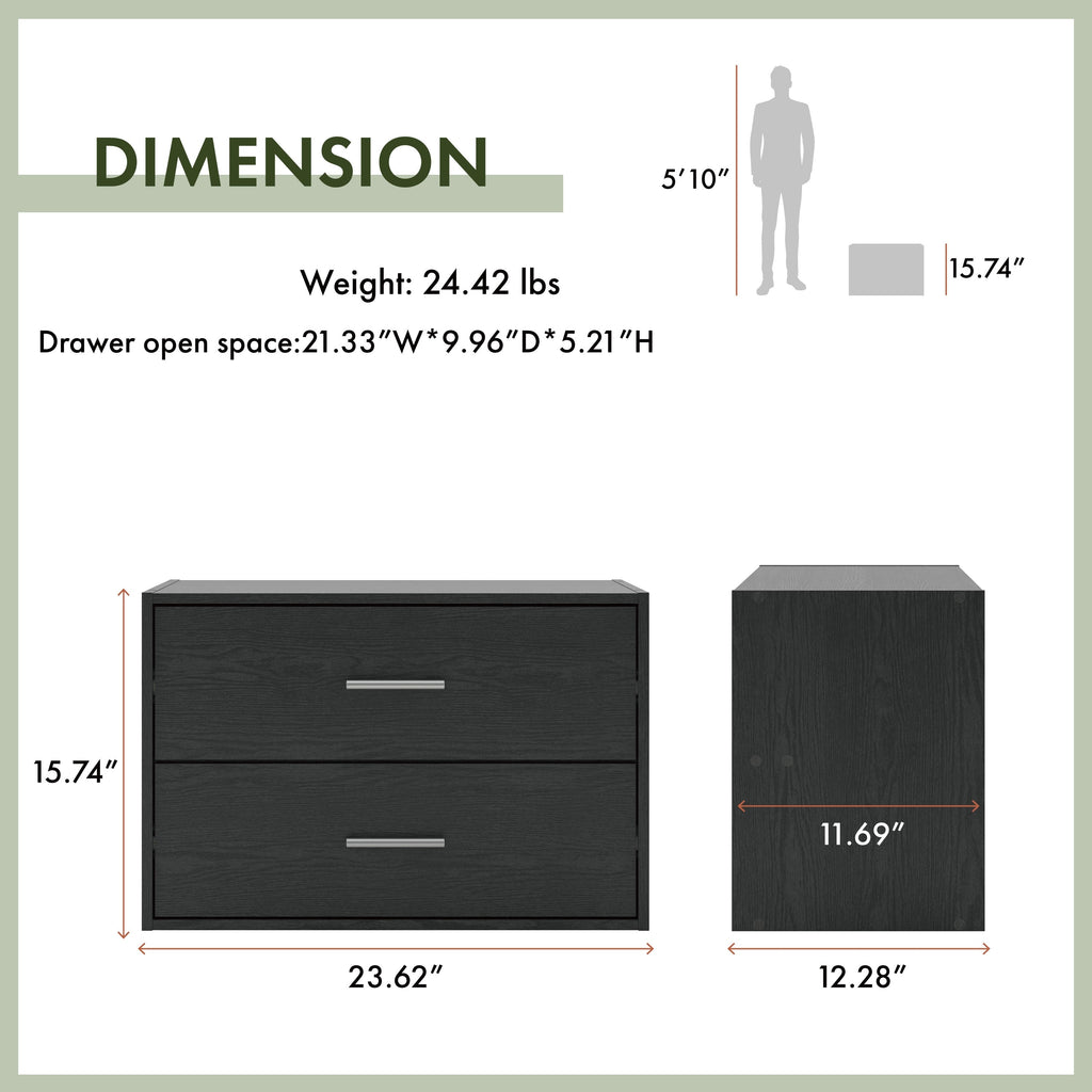 DH BASIC Modern Wood Customizable Stackable Storage Organizer - Cube Shelves, Drawer Cabinet, Bookcase with Doors by Denhour