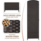 Room Divider 6 FT Tall Weave Fiber Freestanding Privacy Screen Folding Screen