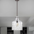 Daelan Clear Dimpled Glass Single Light Pendant Light - 12in