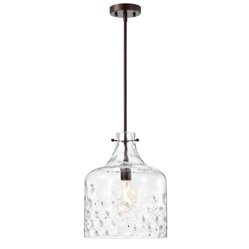 Daelan Clear Dimpled Glass Single Light Pendant Light - 12in
