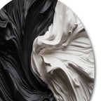 Designart Black White Marbled Dreamscape V Modern Geometric Metal Round Wall Art