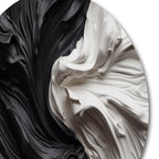 Designart Black White Marbled Dreamscape V Modern Geometric Metal Round Wall Art