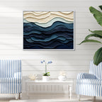 Designart Blue And White Coastal Wave S Edge Coastal Minimalism Blue Wall Decor Coastal Living Room Framed Canvas Art