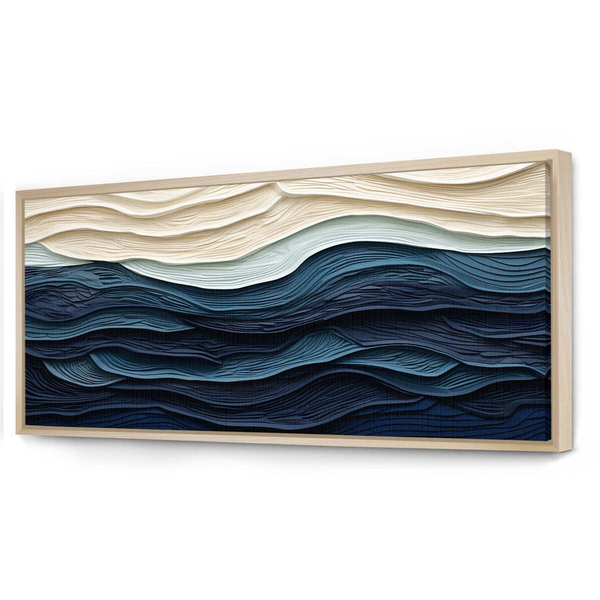 Designart Blue And White Coastal Wave S Edge Coastal Minimalism Blue Wall Decor Coastal Living Room Framed Canvas Art