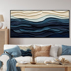 Designart Blue And White Coastal Wave S Edge Coastal Minimalism Blue Wall Decor Coastal Living Room Framed Canvas Art