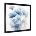 Designart Delicate Blue Ginko Leaves On White Watercolor Leaves Framed Wall Art Living Room