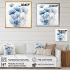 Designart Delicate Blue Ginko Leaves On White Watercolor Leaves Framed Wall Art Living Room