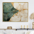 Designart Green Gold Minimalism Poteries I Abstract Spirals Framed Wall Art Living Room