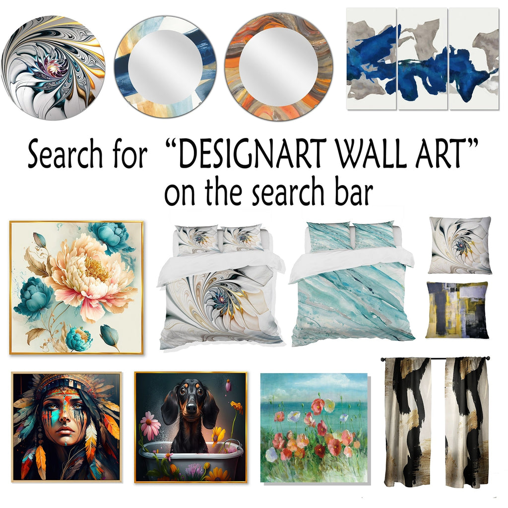Designart Modern Blue And Beige Sand Aerial View V Coastal Beach Sand Wall Art