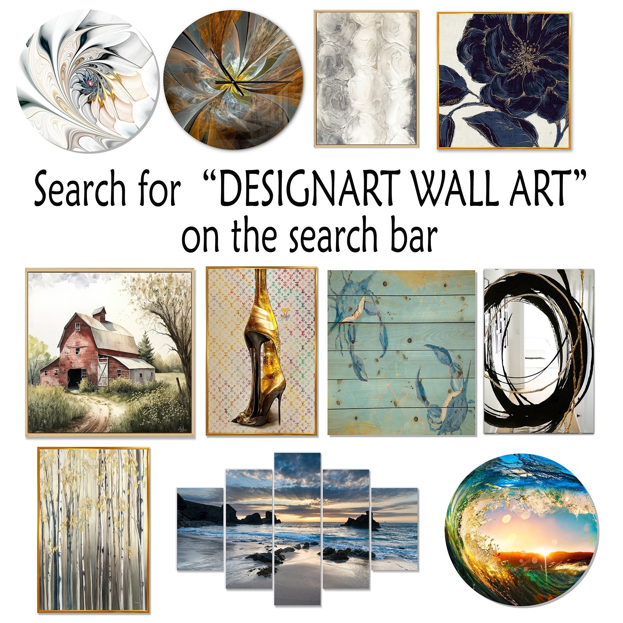 Designart Under Water Blue And White Corals Collage Coastal Framed Canvas Wall Art