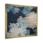 Designart Under Water Blue And White Corals Collage Coastal Framed Canvas Wall Art